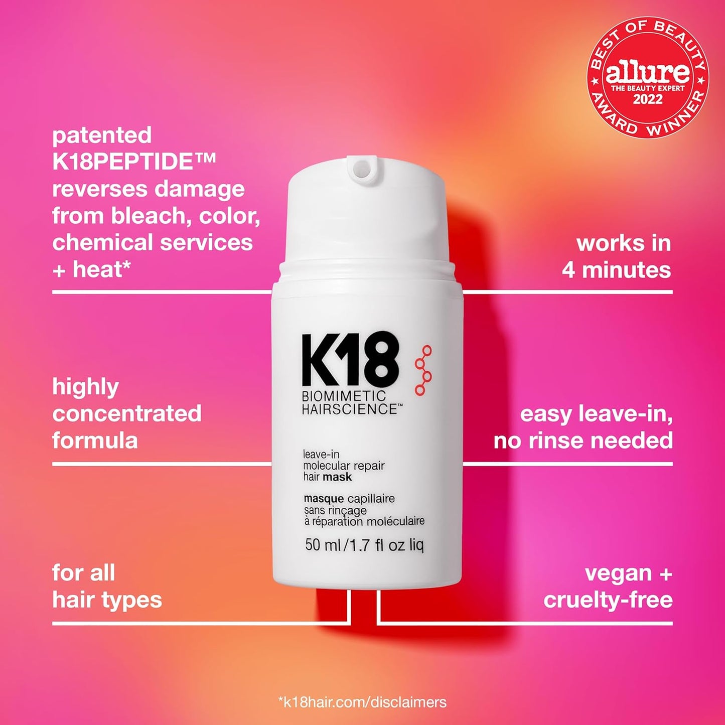 full-size leave-in molecular repair hair mask